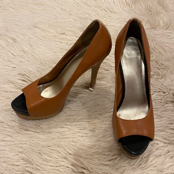 Jessica Simpson Shoes Jessica Simpson Peep Toe Heels With Black And
